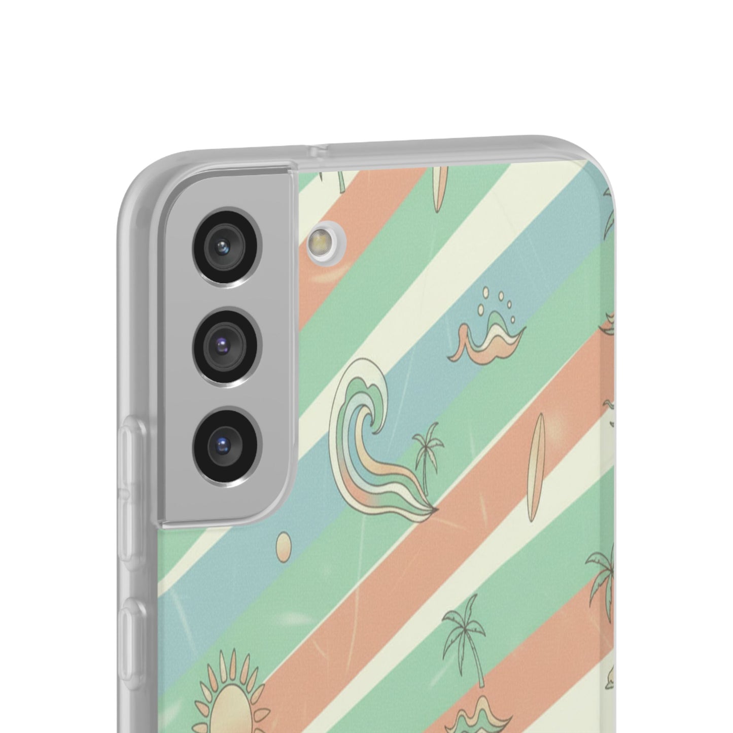 Beach Vibes Phone Case — Retro Pastel Surf & Palm Protective Flexi Case