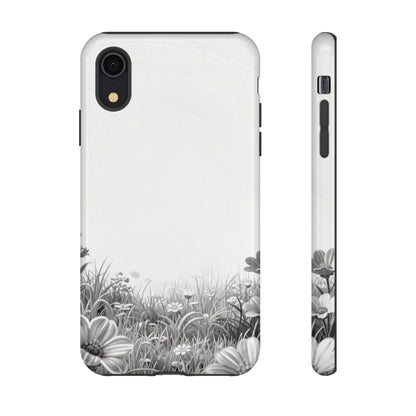 Butterfly Floral Tough Phone Case – Monochrome Garden Protection