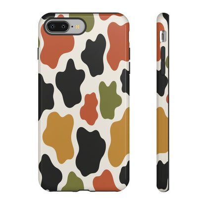 Camouflage Pattern Tough Phone Case – Retro Olive, Rust & Mustard Protective Cover