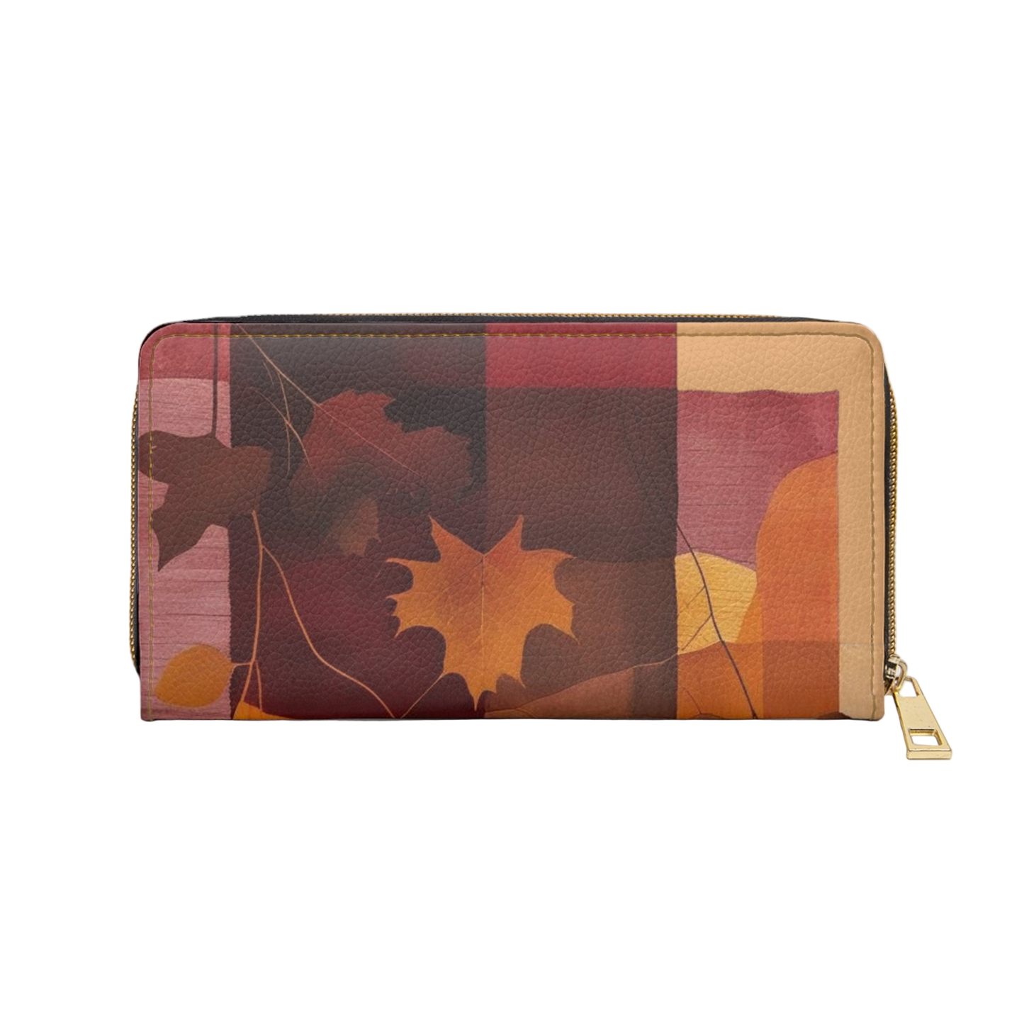 Women's Ochre Wallet - Vegan Abstract Foliage