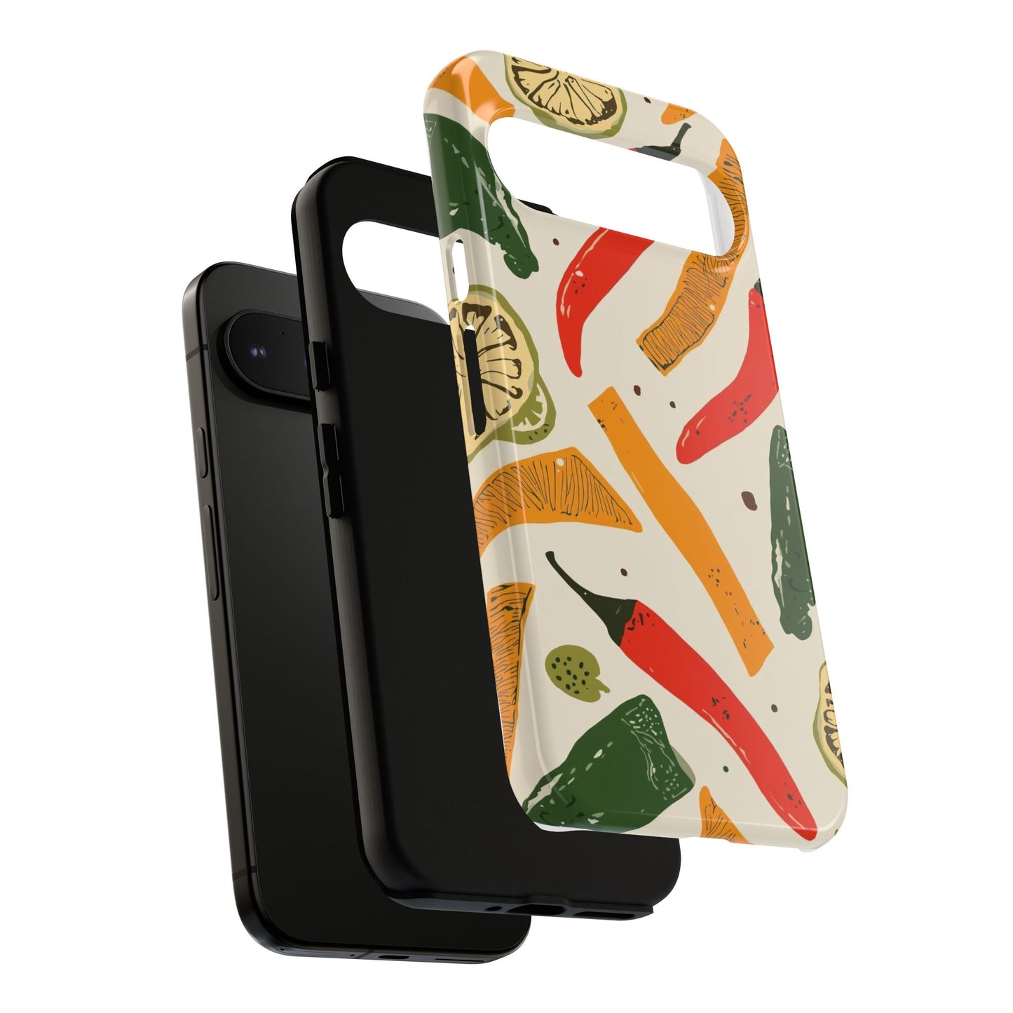 Spicy Peppers Phone Case – Colorful Chili, Lime & Citrus Pattern