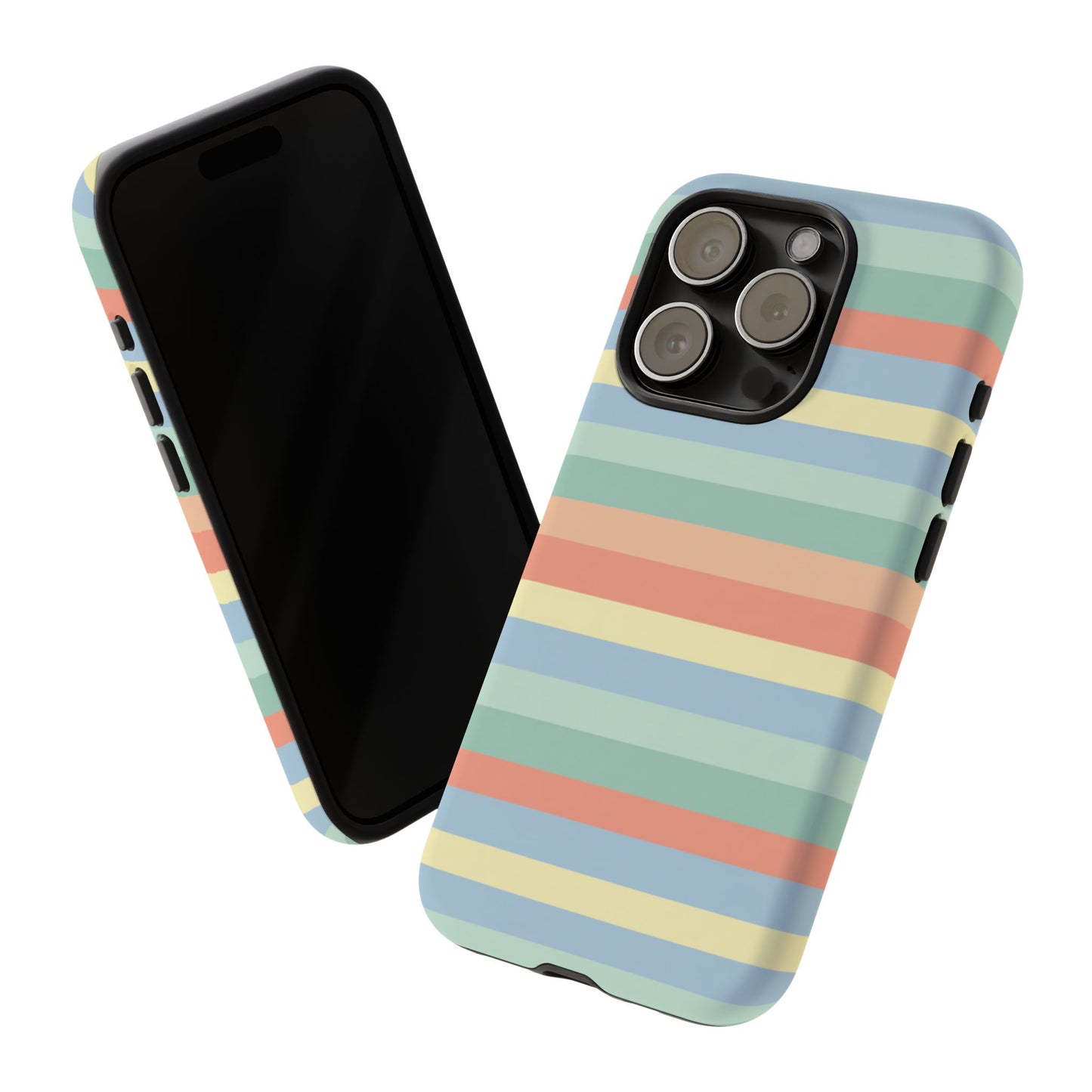 Pastel Striped Phone Case — Retro Horizontal Multi-Color Tough Case