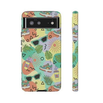Tropical Summer Phone Case — Retro Sunglasses, Sneakers & Palm Pattern
