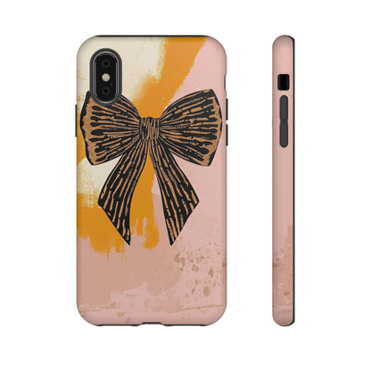 Bow Brushstroke Tough Phone Case — Pink & Mustard