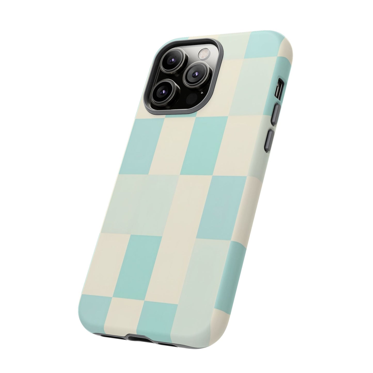Pastel Checkerboard Tough Case – Mint & Cream Protective Phone Cover