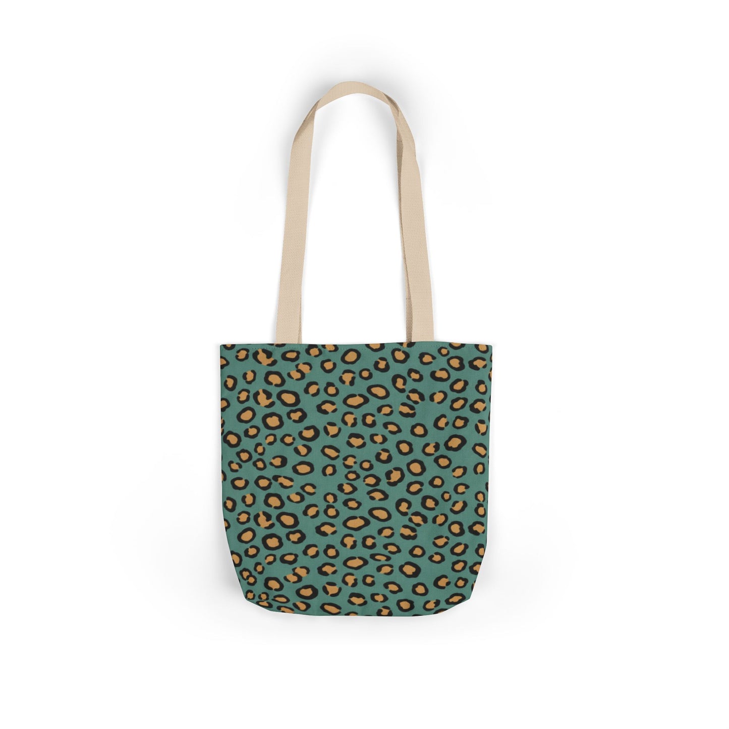 Teal Leopard Print Canvas Tote Bag — Trendy Animal Print Eco Shopper