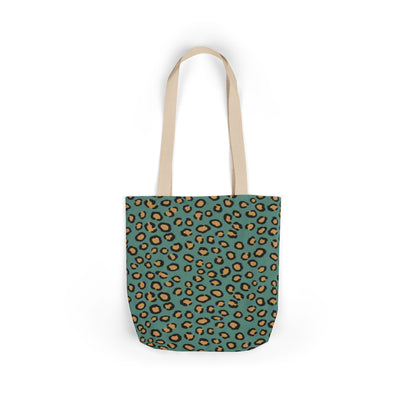 Teal Leopard Print Canvas Tote Bag — Trendy Animal Print Eco Shopper