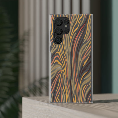 Marbled Neutral Stripe Phone Case — Abstract Beige & Terracotta Flexi Case