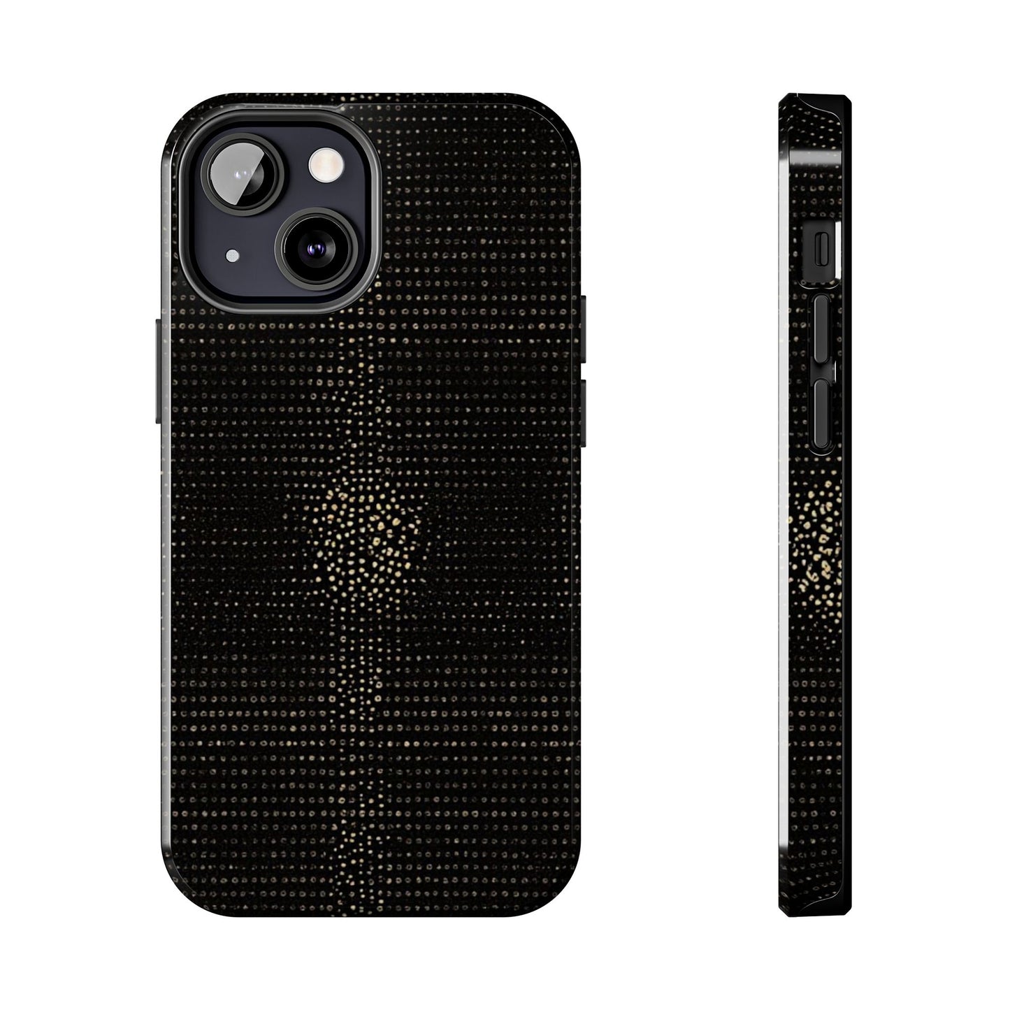 Tough Phone Case — Black Textured Metallic Dot Shield