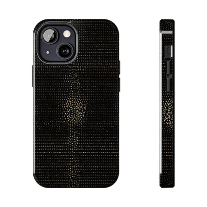 Tough Phone Case — Black Textured Metallic Dot Shield