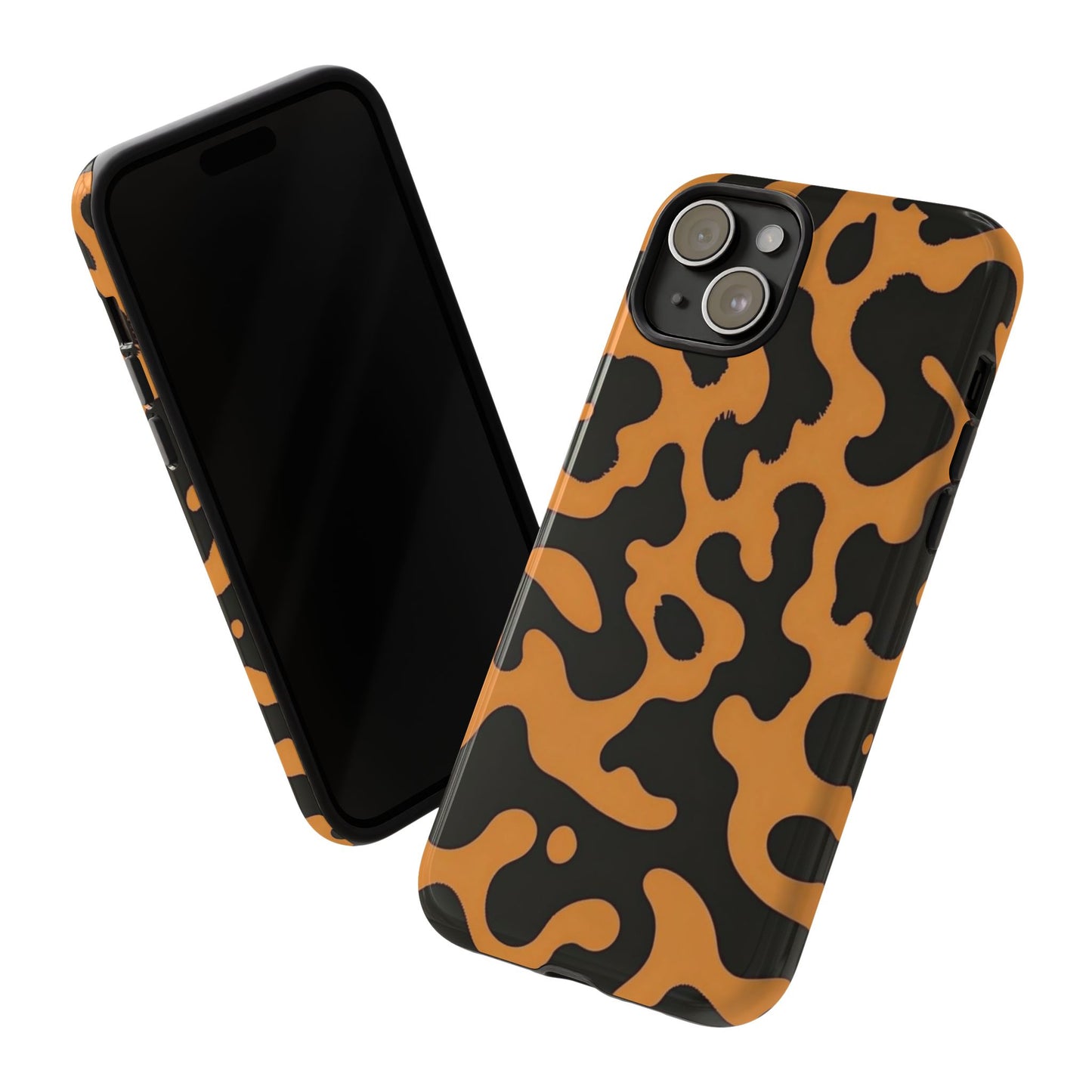 Leopard Print Phone Case — Orange & Black Tough Pattern Protective Cover