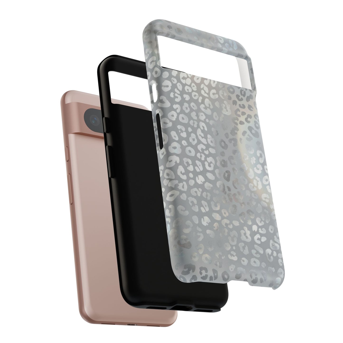 Grey Leopard Print Tough Phone Case — Durable Protective iPhone Cover