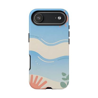 Beach Waves Tough Phone Case — Summer Sun & Seashell Protective Cover