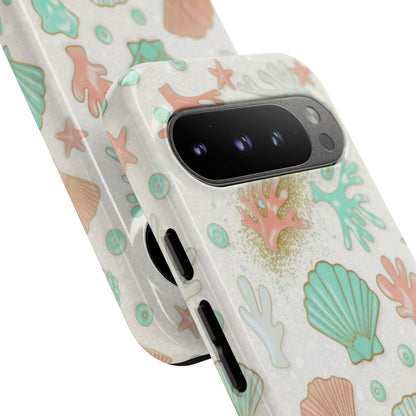 Seashell Coral Phone Case — Pastel Beach Shells Protective Tough Case