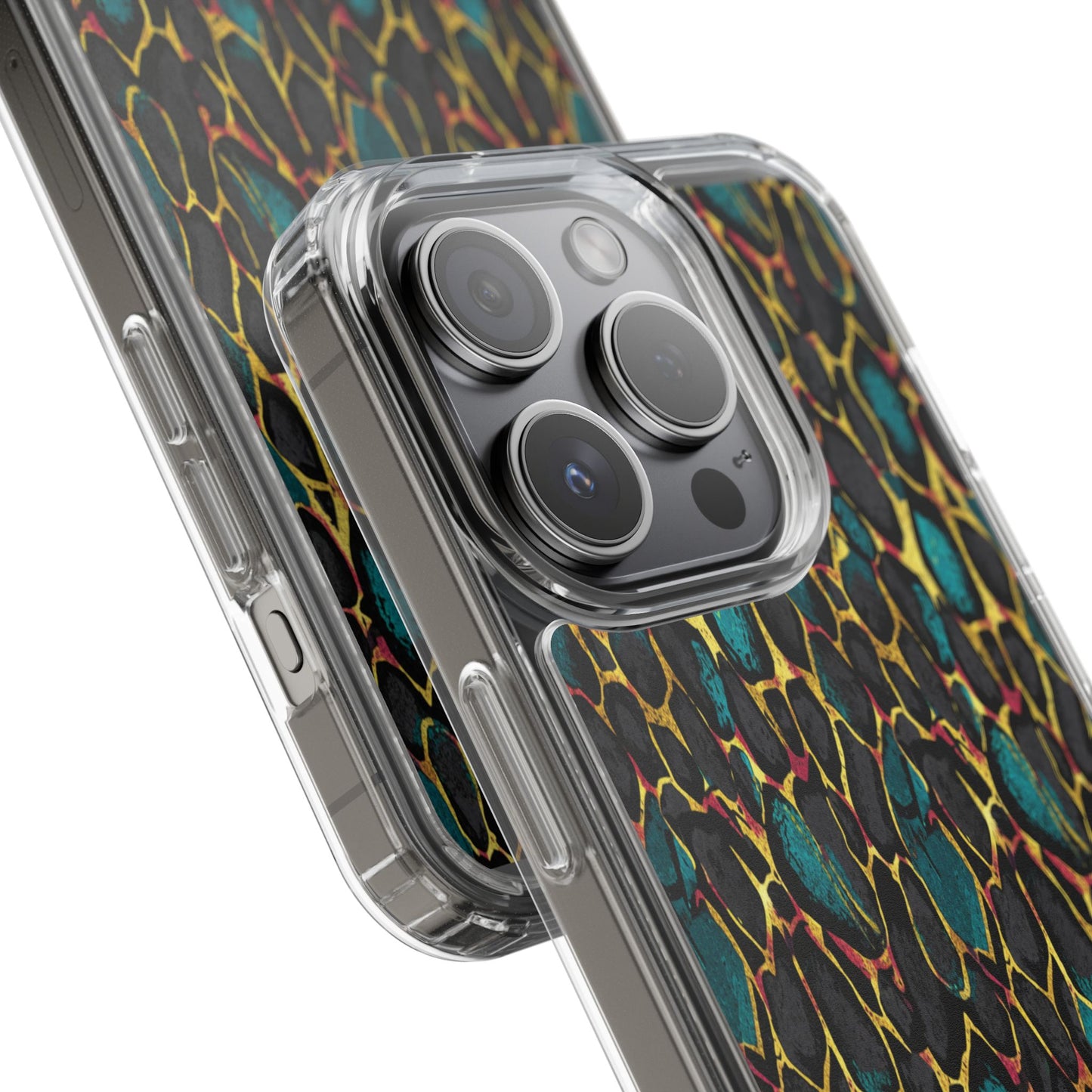 Teal Gold Leopard Clear Phone Case