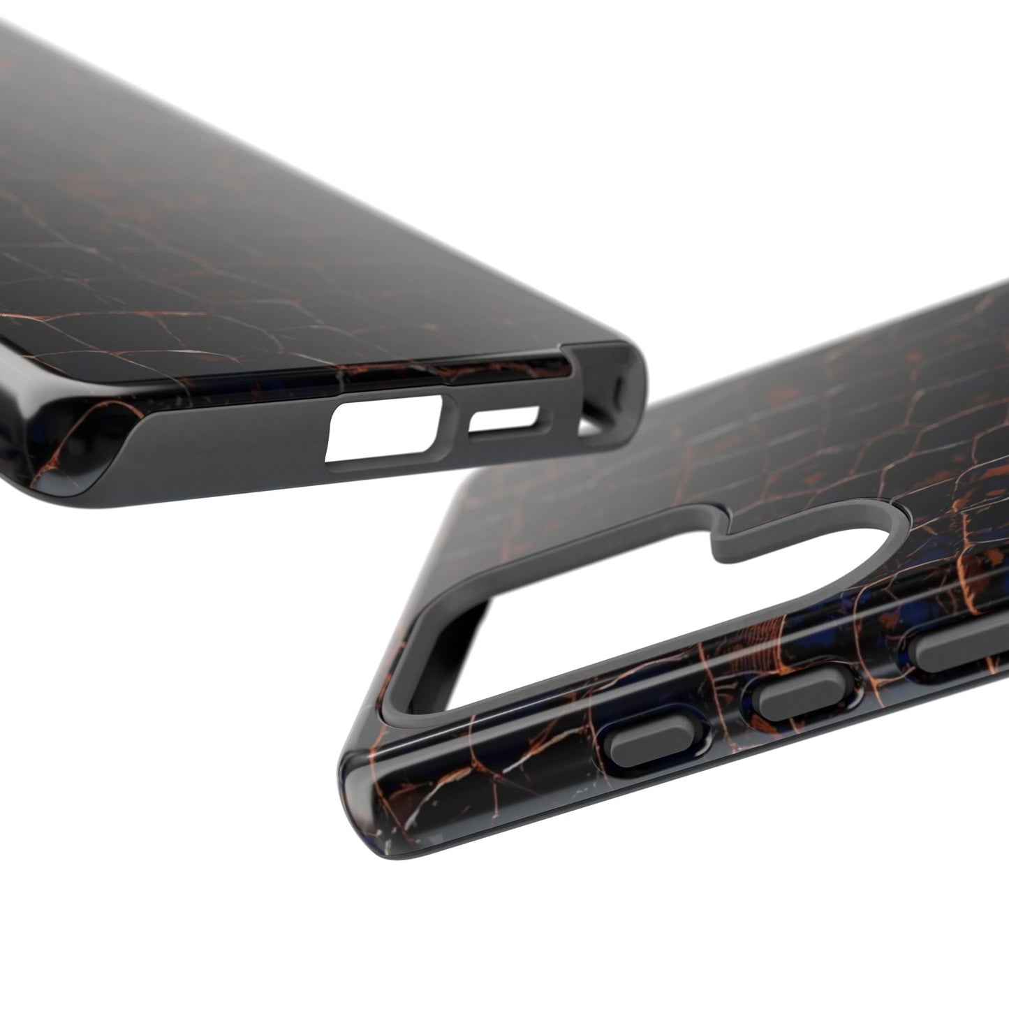 Croc-Embossed Tough Phone Case — Shockproof Black Alligator Texture