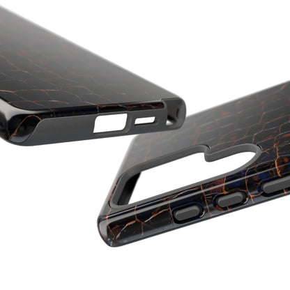 Croc-Embossed Tough Phone Case — Shockproof Black Alligator Texture