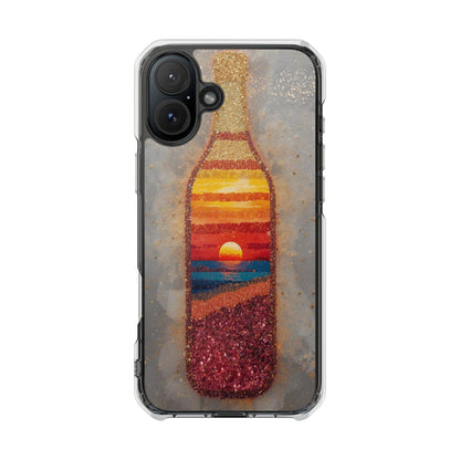 Clear Magnetic Phone Case — Sunset Bottle Beach Art
