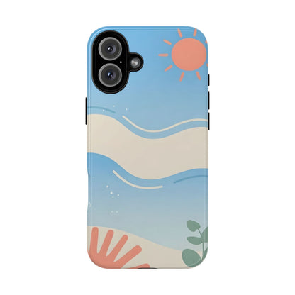 Beach Waves Tough Phone Case — Summer Sun & Seashell Protective Cover