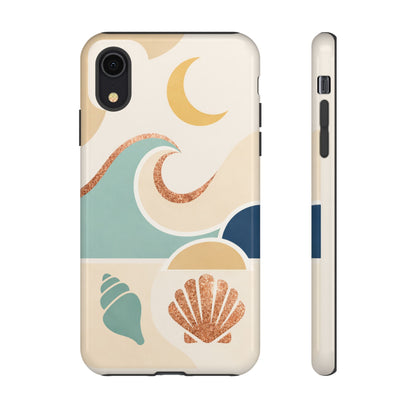 Sea Breeze Tough Phone Case — Retro Waves & Shells Design