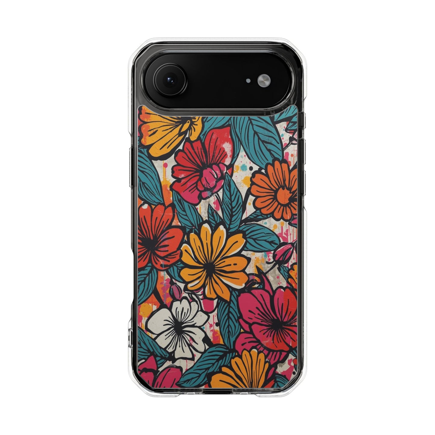 Clear Magnetic Phone Case — Colorful Floral Impact Protection