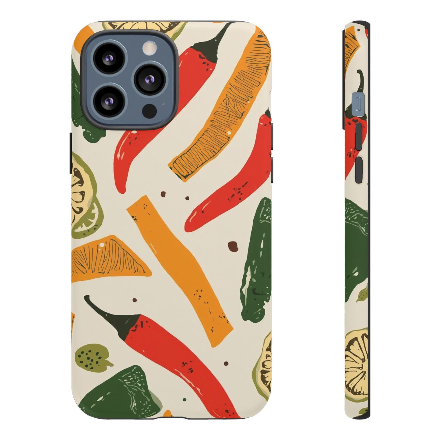 Spicy Peppers Phone Case – Colorful Chili, Lime & Citrus Pattern
