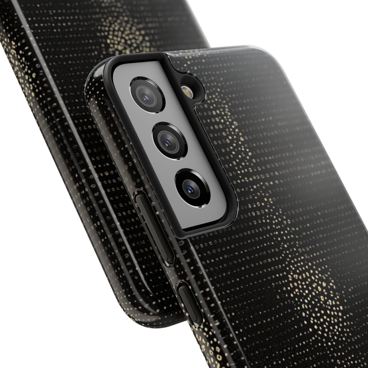 Tough Phone Case — Black Textured Metallic Dot Shield