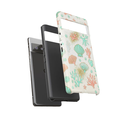 Seashell Coral Phone Case — Pastel Beach Shells Protective Tough Case