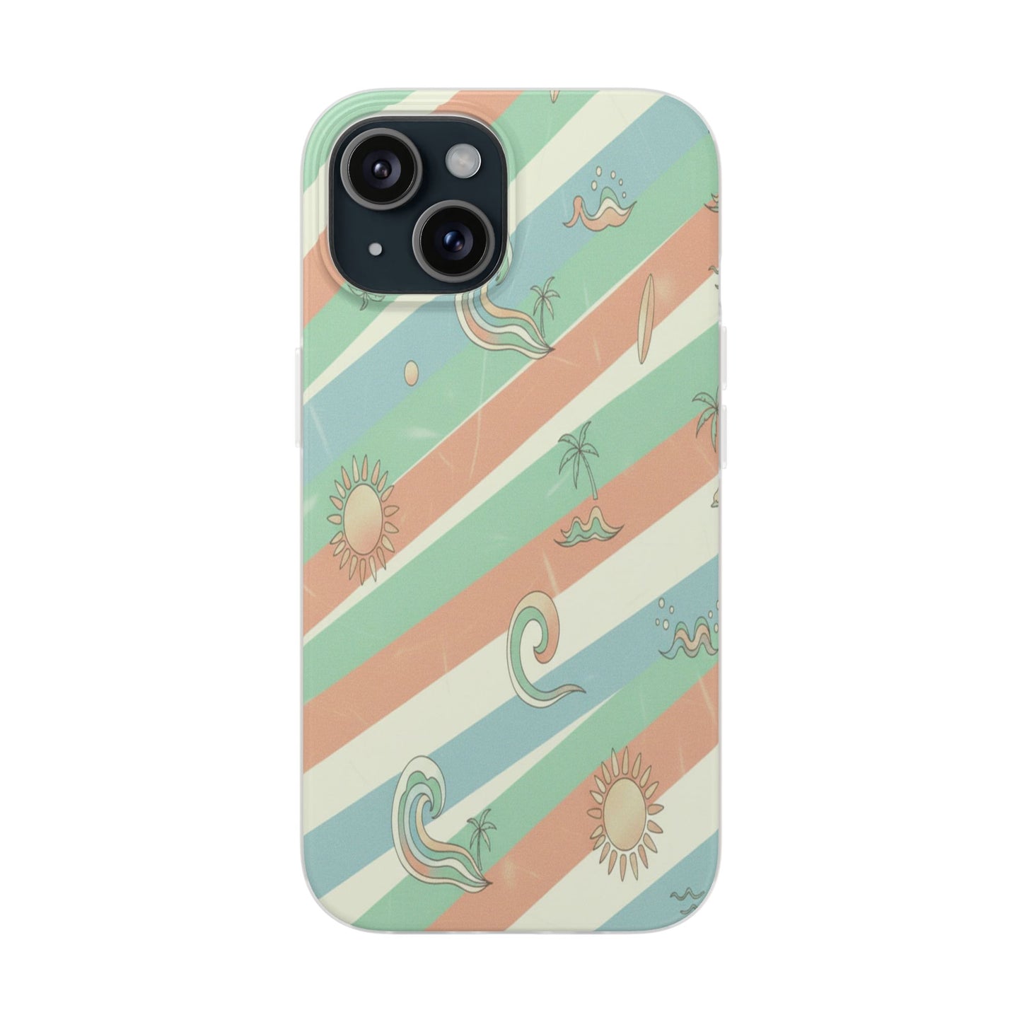 Beach Vibes Phone Case — Retro Pastel Surf & Palm Protective Flexi Case