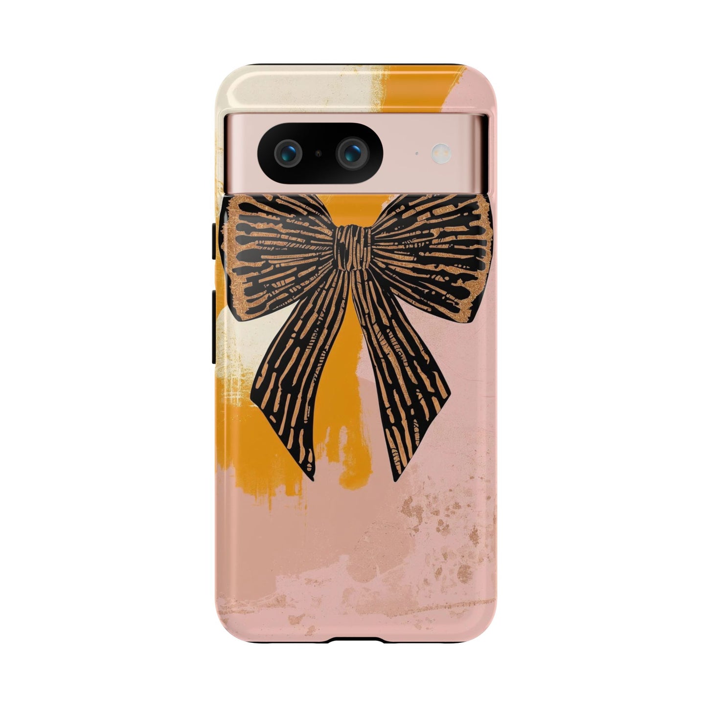 Bow Brushstroke Tough Phone Case — Pink & Mustard
