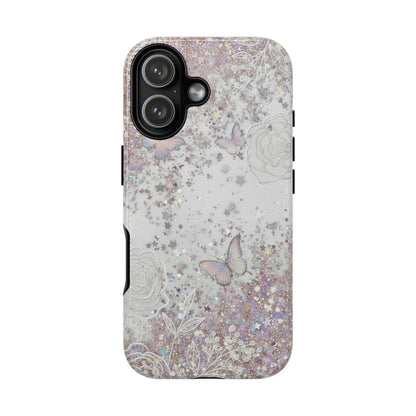 Butterfly Glitter Tough Phone Case — Floral Sparkle Protective Case