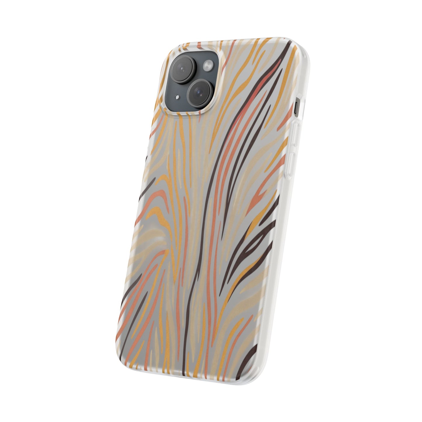 Marbled Neutral Stripe Phone Case — Abstract Beige & Terracotta Flexi Case