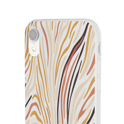 Marbled Neutral Stripe Phone Case — Abstract Beige & Terracotta Flexi Case