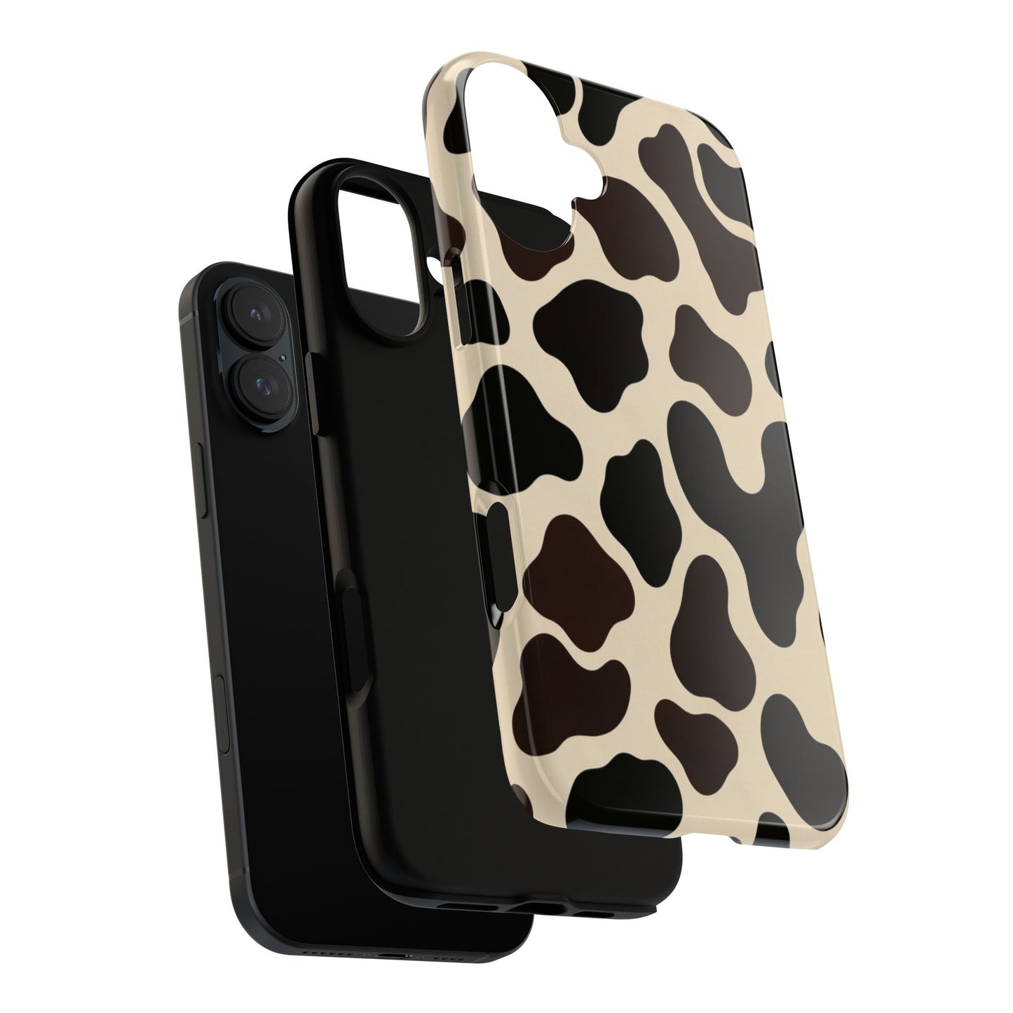 Cow Print Phone Case — Black & Cream Protective  Case