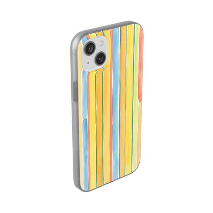Watercolor Stripe Phone Case — Bright Pastel Vertical Stripes Protective Flexi Case