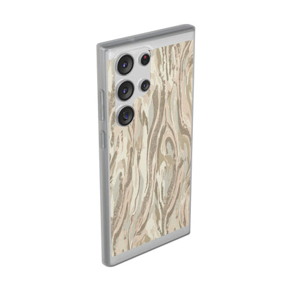 Neutral Marble Swirl Flexi Phone Case — Beige Abstract Protective Cover