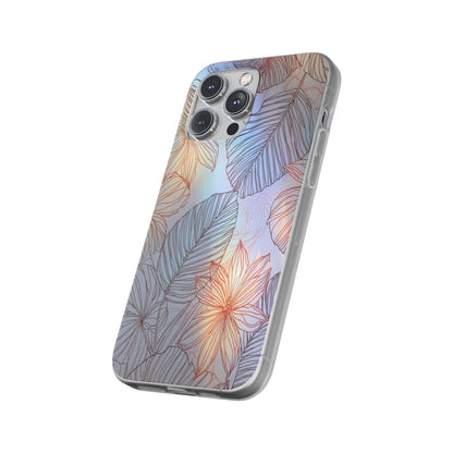Floral Holographic Phone Case — Iridescent Leaves & Flowers Flexi Case