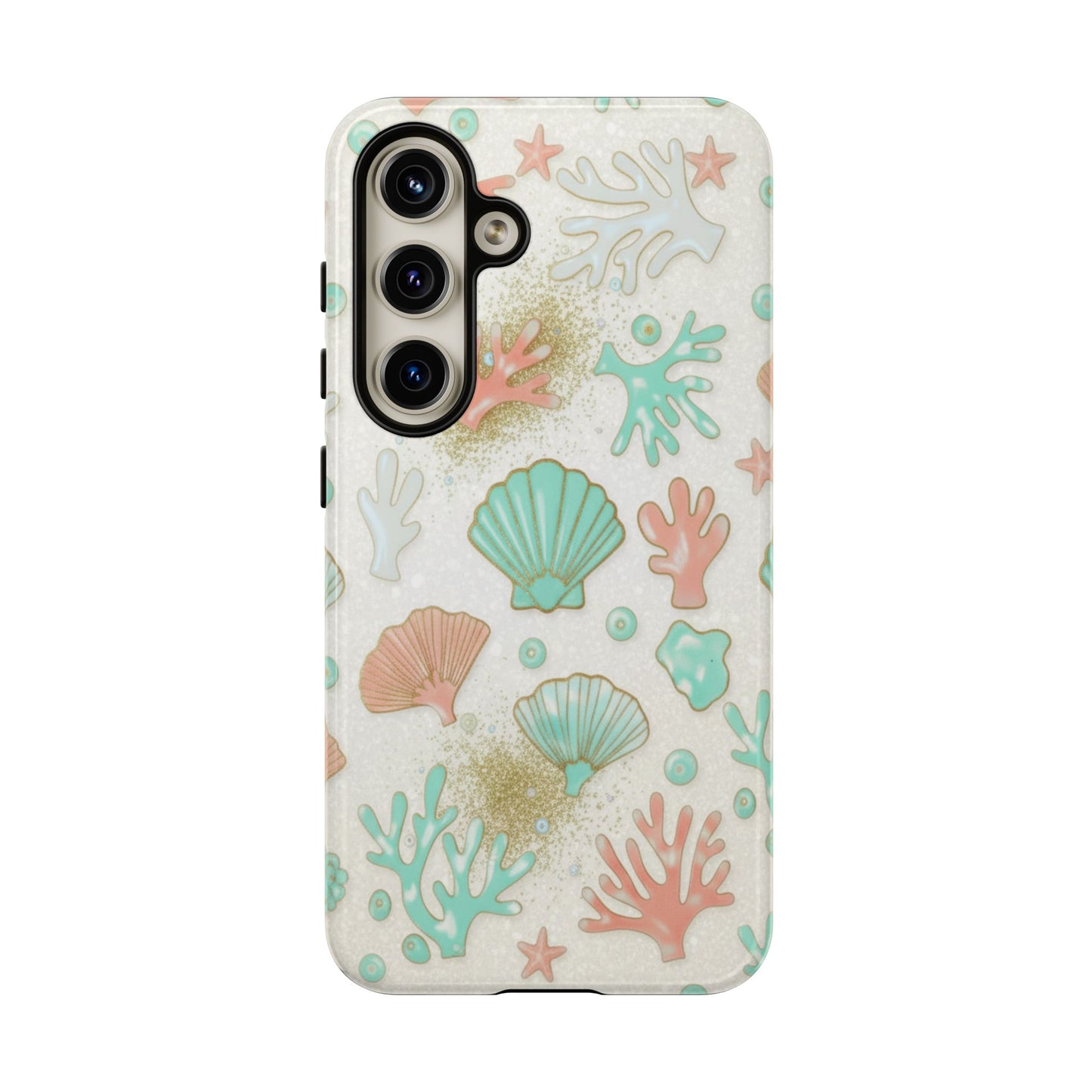Seashell Coral Phone Case — Pastel Beach Shells Protective Tough Case