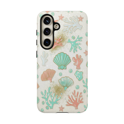 Seashell Coral Phone Case — Pastel Beach Shells Protective Tough Case