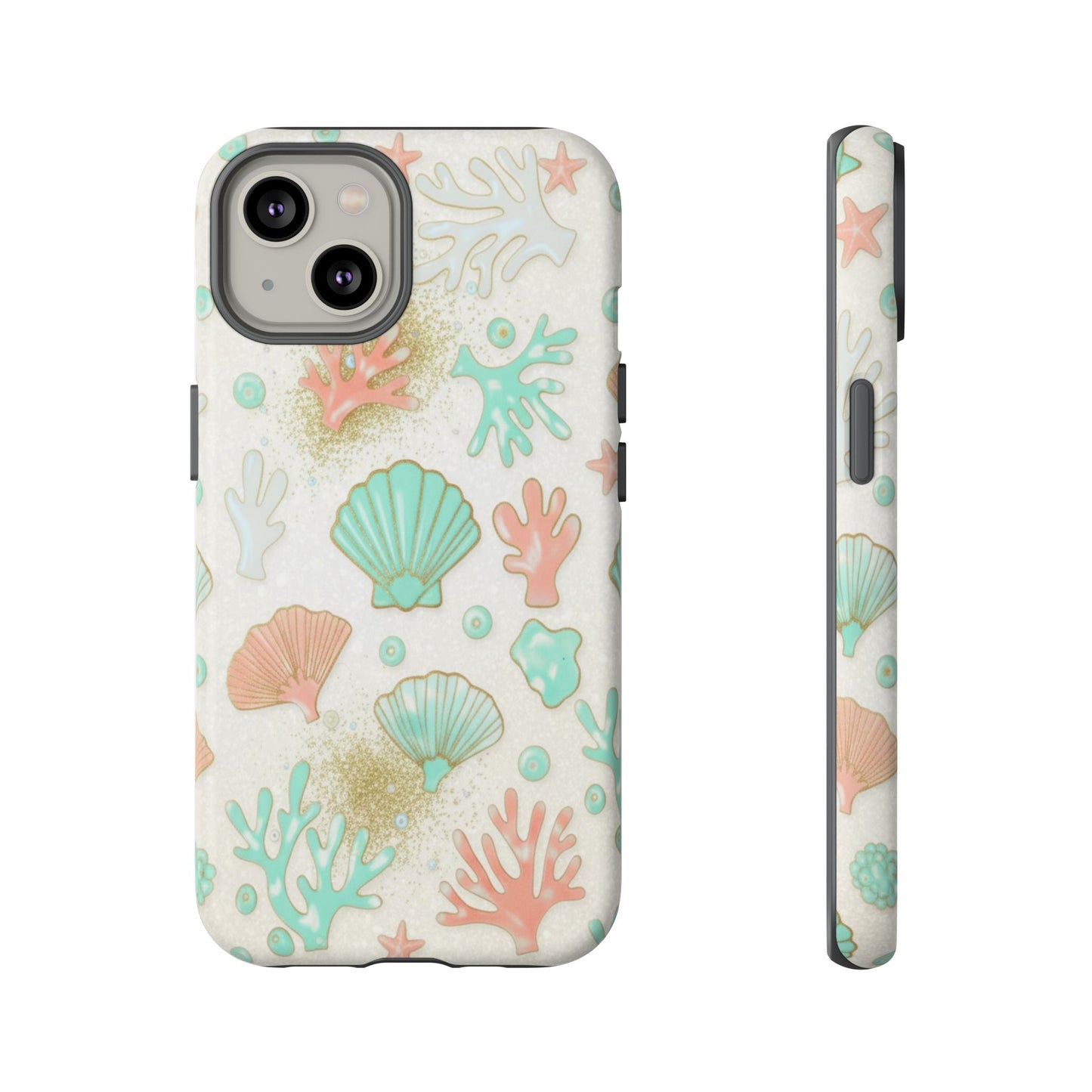 Seashell Coral Phone Case — Pastel Beach Shells Protective Tough Case