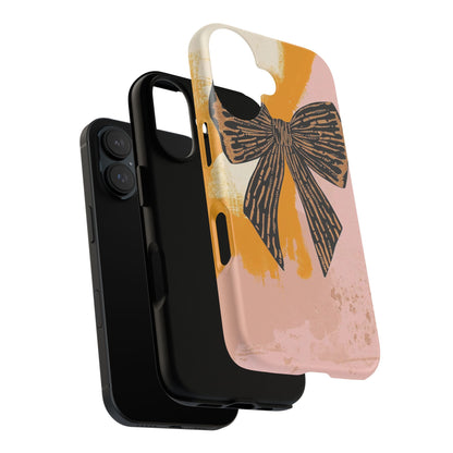 Bow Brushstroke Tough Phone Case — Pink & Mustard