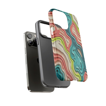 Abstract Contour Phone Case — Colorful Topographic Pattern Tough Case