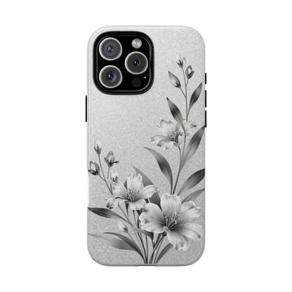 Floral Monochrome Phone Case — Elegant Black & White Lily Design