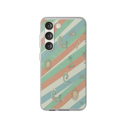 Beach Vibes Phone Case — Retro Pastel Surf & Palm Protective Flexi Case