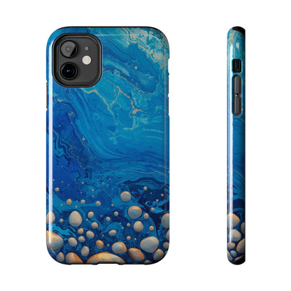 Blue Ocean Pebble Tough Phone Case — Protective Artistic Marble Design