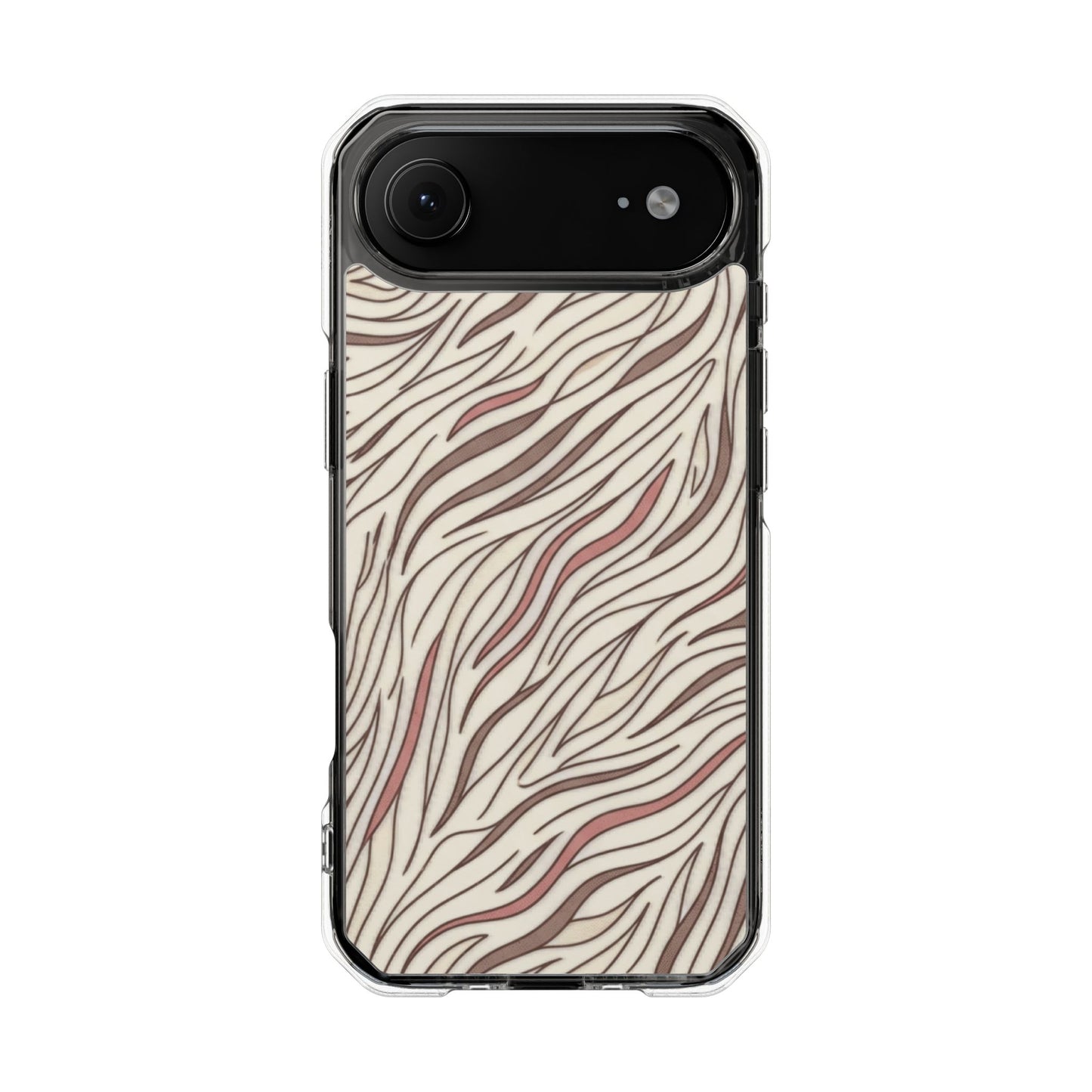 Clear Magnetic Phone Case — Neutral Beige Abstract Zebra Print