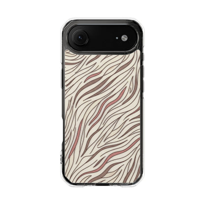 Clear Magnetic Phone Case — Neutral Beige Abstract Zebra Print
