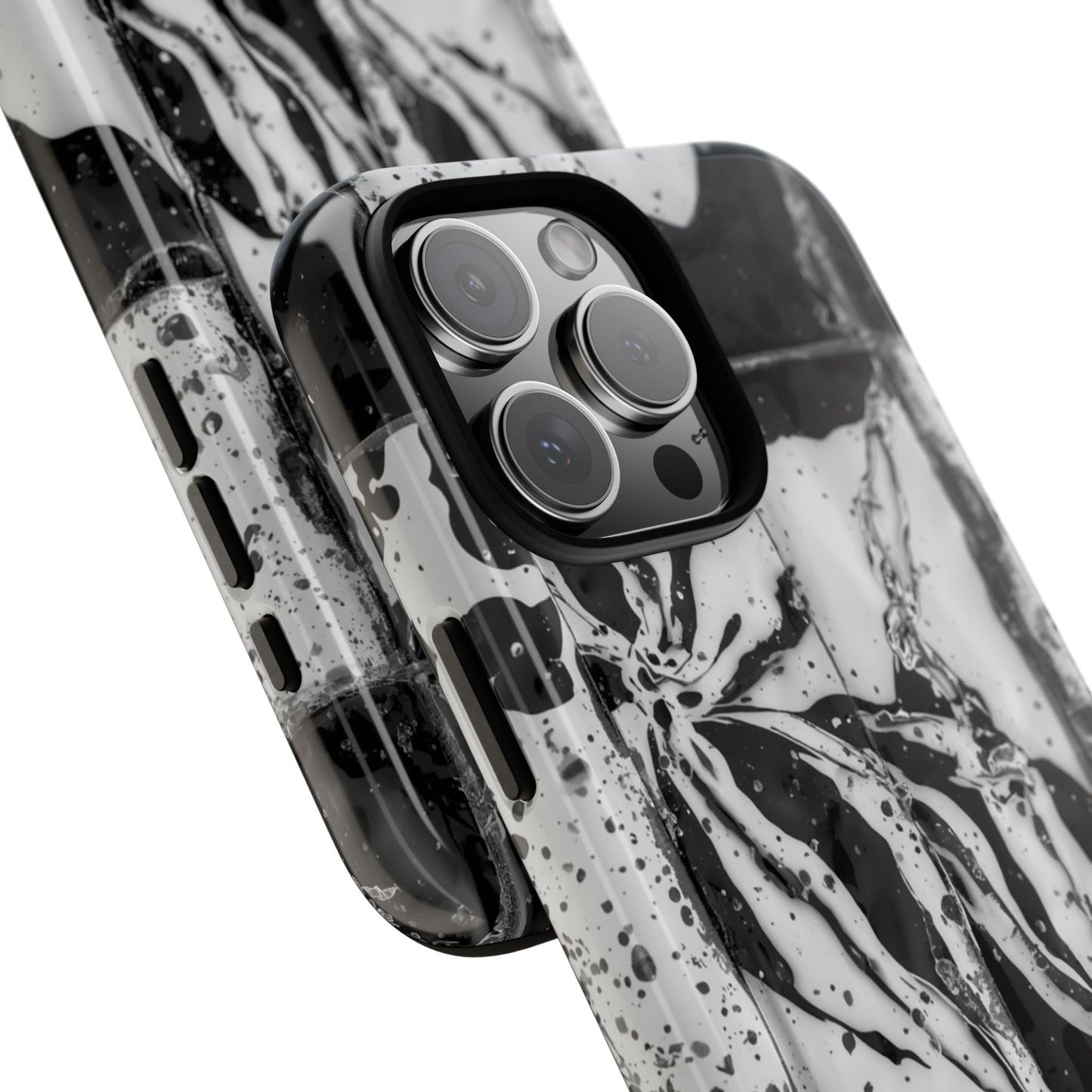 Monochrome Tile Floral Tough Phone Case