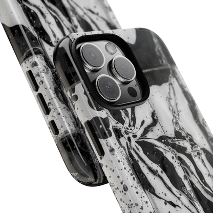 Monochrome Tile Floral Tough Phone Case