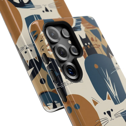 Cat Pattern Phone Case – Retro Abstract Cats Protective iPhone Cover